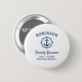 Nautic Anchor Family Wiedersehen Navy Blue & White Button (Vorne & Hinten)