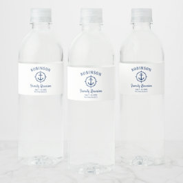 Nautic Anchor Family Wiedersehen Navy Blue & White Wasserflaschenetikett