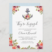 Nautic Anchor Floral Knot Engagement Party Einladung (Vorne/Hinten)