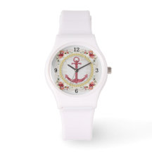 Nautic Anchor & Floral Roseate Sporty Watch