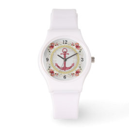Nautic Anchor & Floral Roseate Sporty Watch Armbanduhr