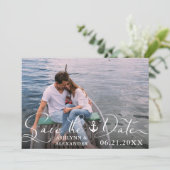 Nautic Anchor Foto Script Typografy Navy Blue Save The Date (Stehend Vorderseite)