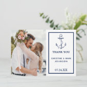 Nautic Anchor Foto White Dankeskarte (Stehend Vorderseite)