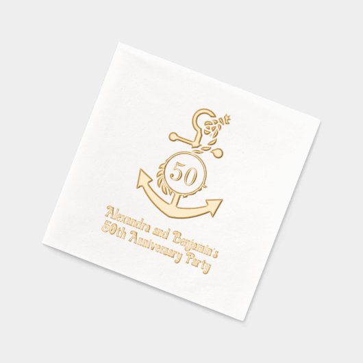 Nautic Anchor Frame #2 Jubiläum Party Servietten Mit Folie (Links)