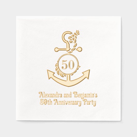 Nautic Anchor Frame #2 Jubiläum Party Servietten Mit Folie (Vorderseite)