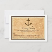 Nautic Anchor Gerahmt Vintag Paper Wedding RSVP