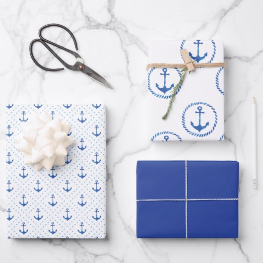 Nautic Anchor Geschenkpapier Set (Vorderseite)