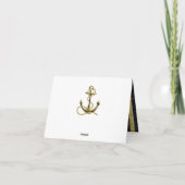 Nautic Anchor Gold Black Stripe Platzkarte Dankeskarte (Rückseite)