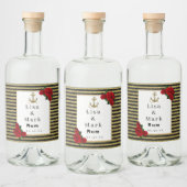 Nautic Anchor Gold Black Stripes Alkoholflaschenetikett (Flaschen)