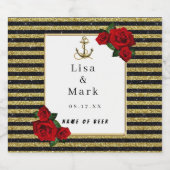 Nautic Anchor Gold Black Stripes Beer Labels Bierflaschenetikett (Einzelnes Label)