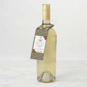 Nautic Anchor Gold Black Stripes Flaschenanhänger (Angewinkelt)