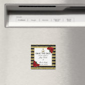 Nautic Anchor Gold Black Stripes Save the Date Magnet (In Situ (Geschirrspüler))