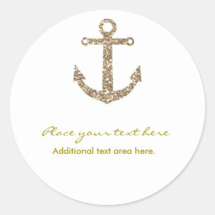 Nautic Anchor Gold Glitzer Glam Party Sticker