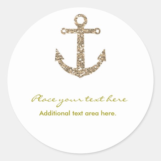 Nautic Anchor Gold Glitzer Glam Party Sticker (Vorderseite)