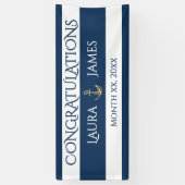 Nautic Anchor Hochzeit Empfang Herzlichen Glückwun Banner (Vertikal)