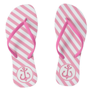 Nautic Anchor   Hot Pink Streifen Flip Flops Badesandalen