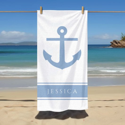 Nautic Anchor Individuelle Name Blue Strandtuch
