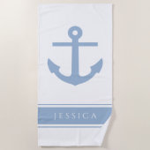 Nautic Anchor Individuelle Name Blue Strandtuch (Vorderseite)
