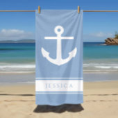 Nautic Anchor Individuelle Name Powder Blue Strandtuch