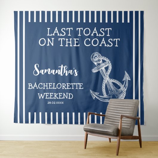 Nautic Anchor Junggeselinnen-Abschied letzten Toas Wandteppich (Beispiel (Horizontal))