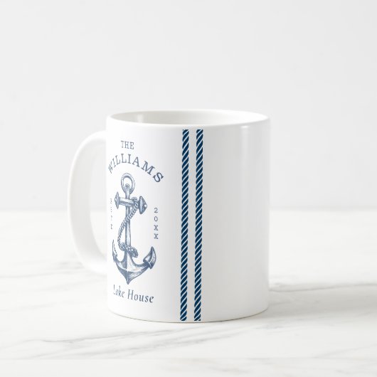 Nautic Anchor Lake House Navy Blue Kaffeetasse (Vorderseite Links)