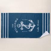 Nautic Anchor Lake House Navy Blue Strandtuch (Vorderseite)