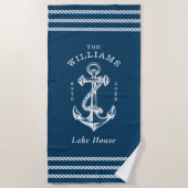 Nautic Anchor Lake House Navy Blue Strandtuch (Vorderseite)