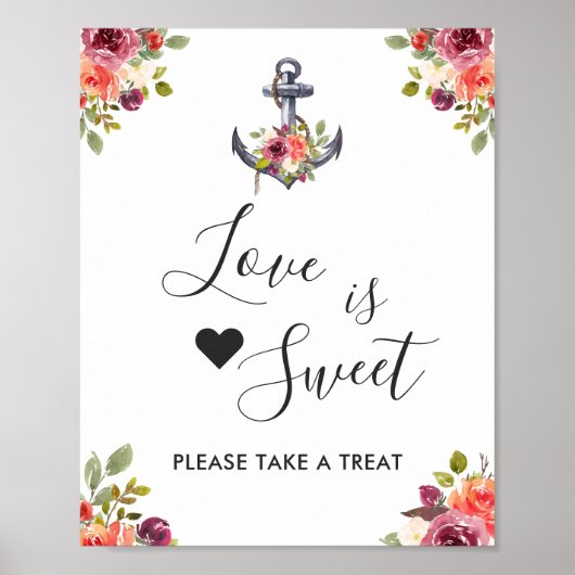 Nautic Anchor Liebe ist Sweet Dessert Bar Poster (Vorne)