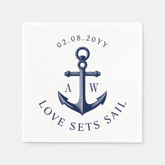 Nautic Anchor Liebe Set segeln benutzerdefinierte Serviette (Vorderseite)