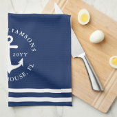 Nautic Anchor Light Navy Blue Mit Monogramm Geschirrtuch (Viertel Falte)
