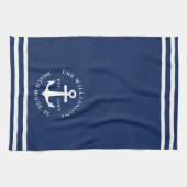 Nautic Anchor Light Navy Blue Mit Monogramm Geschirrtuch (Horizontal)