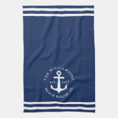 Nautic Anchor Light Navy Blue Mit Monogramm Geschirrtuch (Vertikal)