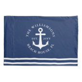 Nautic Anchor Light Navy Blue und White Kissenbezug (Rückseite-Links)