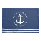 Nautic Anchor Light Navy Blue und White Kissenbezug (Vorderseite-Links)