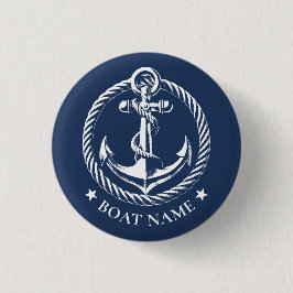 Nautic Anchor Logo Navy Blue Boat Name Button