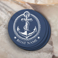 Nautic Anchor Logo Navy Blue Boat Name
