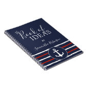 Nautic Anchor Mit Monogramm Red White Navy Blue Notizblock (Rechte Seite)
