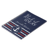 Nautic Anchor Mit Monogramm Red White Navy Blue Notizblock (Linke Seite)