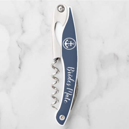 Nautic Anchor Monogram Brides Mate Bridesmaid Wa Kellnermesser (Vorderseite)