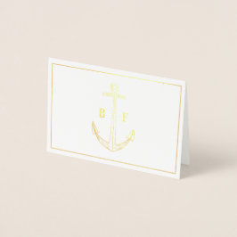 Nautic Anchor Monogram Dankeschön Note Card Folienkarte