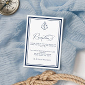 Nautic Anchor Monogram Navy Hochzeitempfang Begleitkarte
