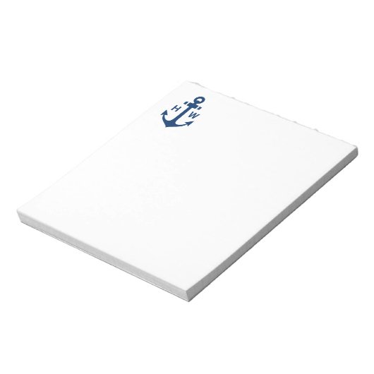 Nautic Anchor Monogram Navy Notizblock (Rotiert)