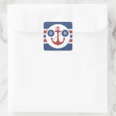 Nautic Anchor Monogram Quadratischer Aufkleber (Tasche)