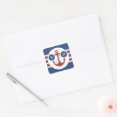 Nautic Anchor Monogram Quadratischer Aufkleber (Umschlag)