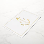 Nautic Anchor Monogram Vielen Dank Note Gold Card Folieneinladung (Gedreht)