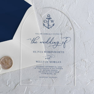 Nautic Anchor Monogram Wedding Arch Acryleinladungen