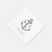 Nautic Anchor Monogram Wedding Navy Serviette (Ecke)