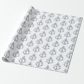 Nautic Anchor Monogram White Navy Geschenkpapier (Ungerollt)