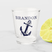 Nautic Anchor Motif Wählen Sie Ihren Namen individ Schnapsglas (Vorderseite)