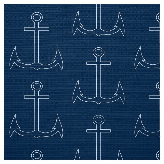 Nautic Anchor Muster Navy Blue Stoff (Muster)